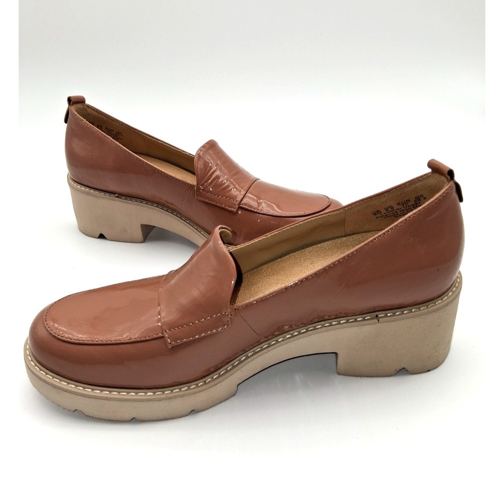 Naturalizer Darry Loafers 9M Women Mauve Patent Leather Lug Sole Comfort Shoes